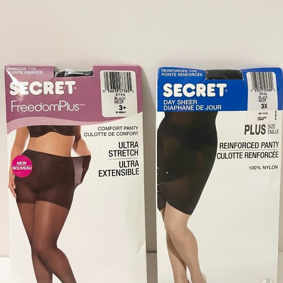 Secret Freedom Plus and Day Sheet Pantyhose Black Size 3X and 3+ - Picture 8 of 15